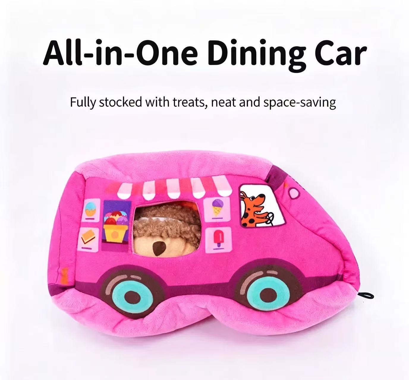Hide and Seek Squeaky Dog Plush Toy Dessert Food Truck Interactive Pet Chew Toy Set