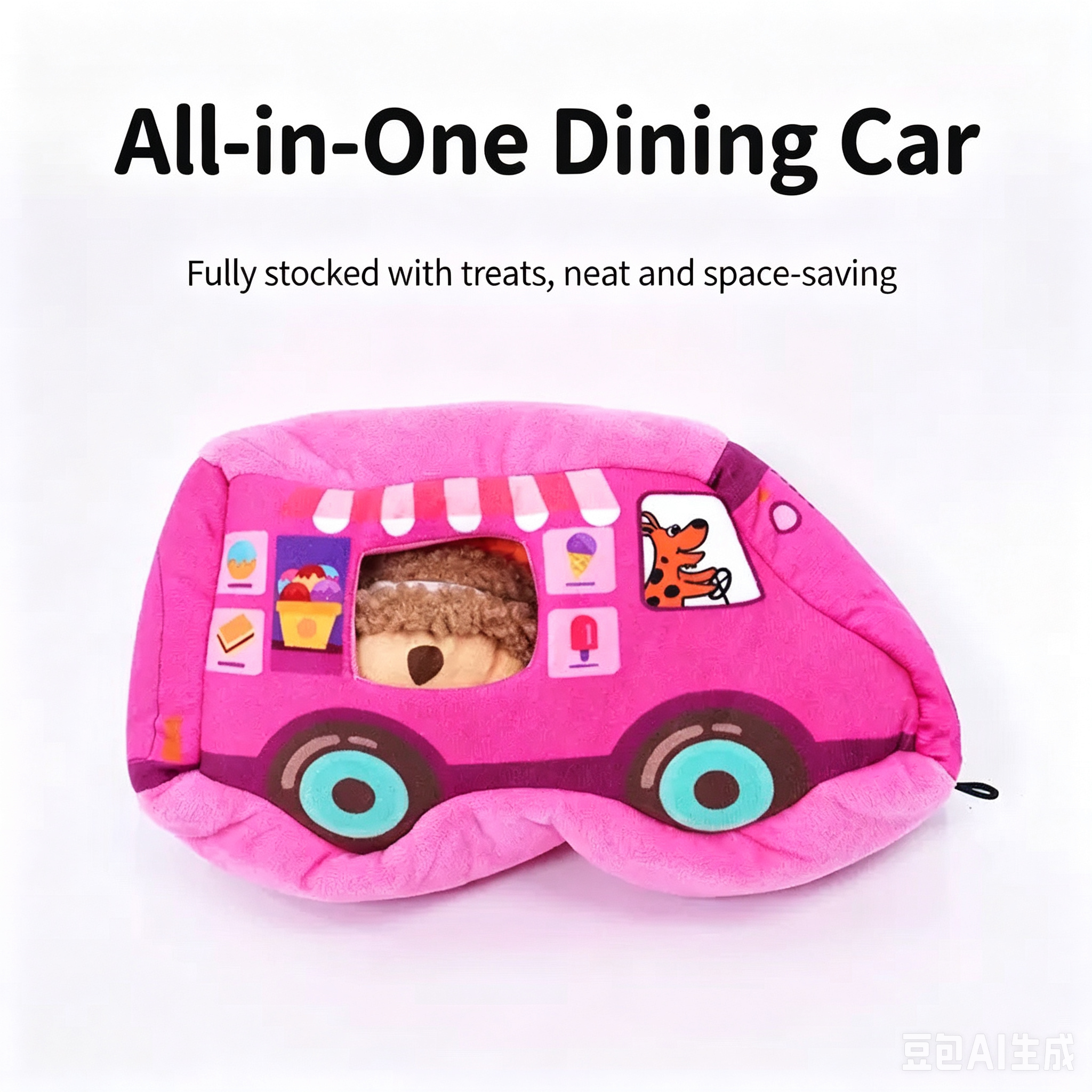 Hide and Seek Squeaky Dog Plush Toy Dessert Food Truck Interactive Pet Chew Toy Set