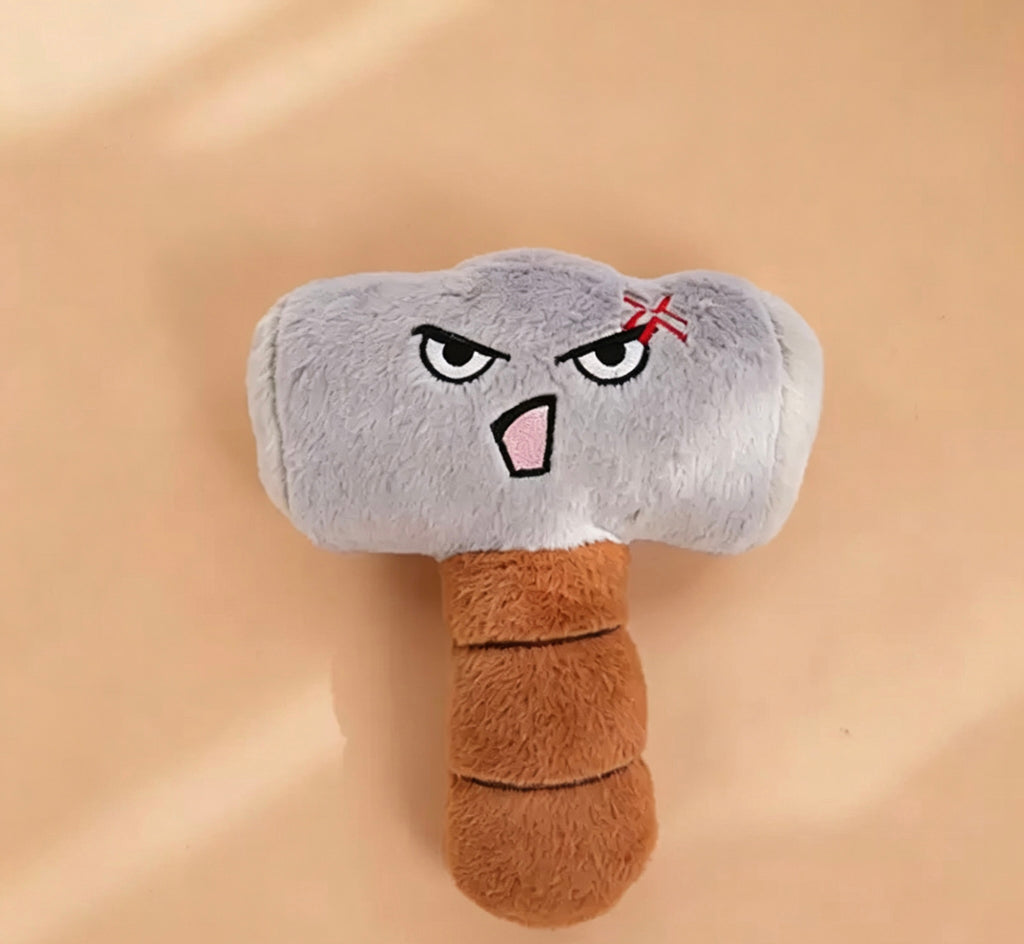 Farm Tool Series Squeaky Plush Dog Chew Toys, Funny Angry Face Interactive Pet Toys with Built-in Squeaker