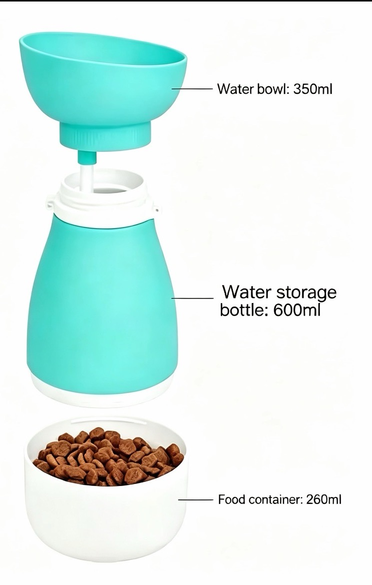 2-in-1 Portable Dog Water Bottle with Food Container