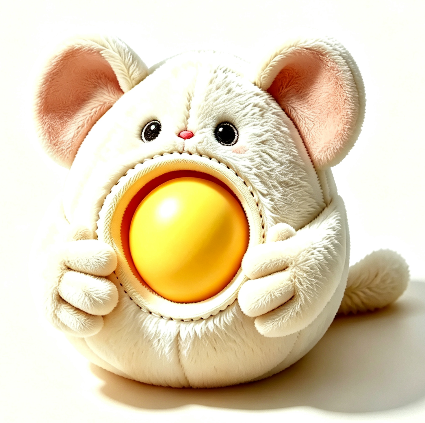 Mouse 2‑in‑1 Dog Toy Plush cover with natural rubber treat ball