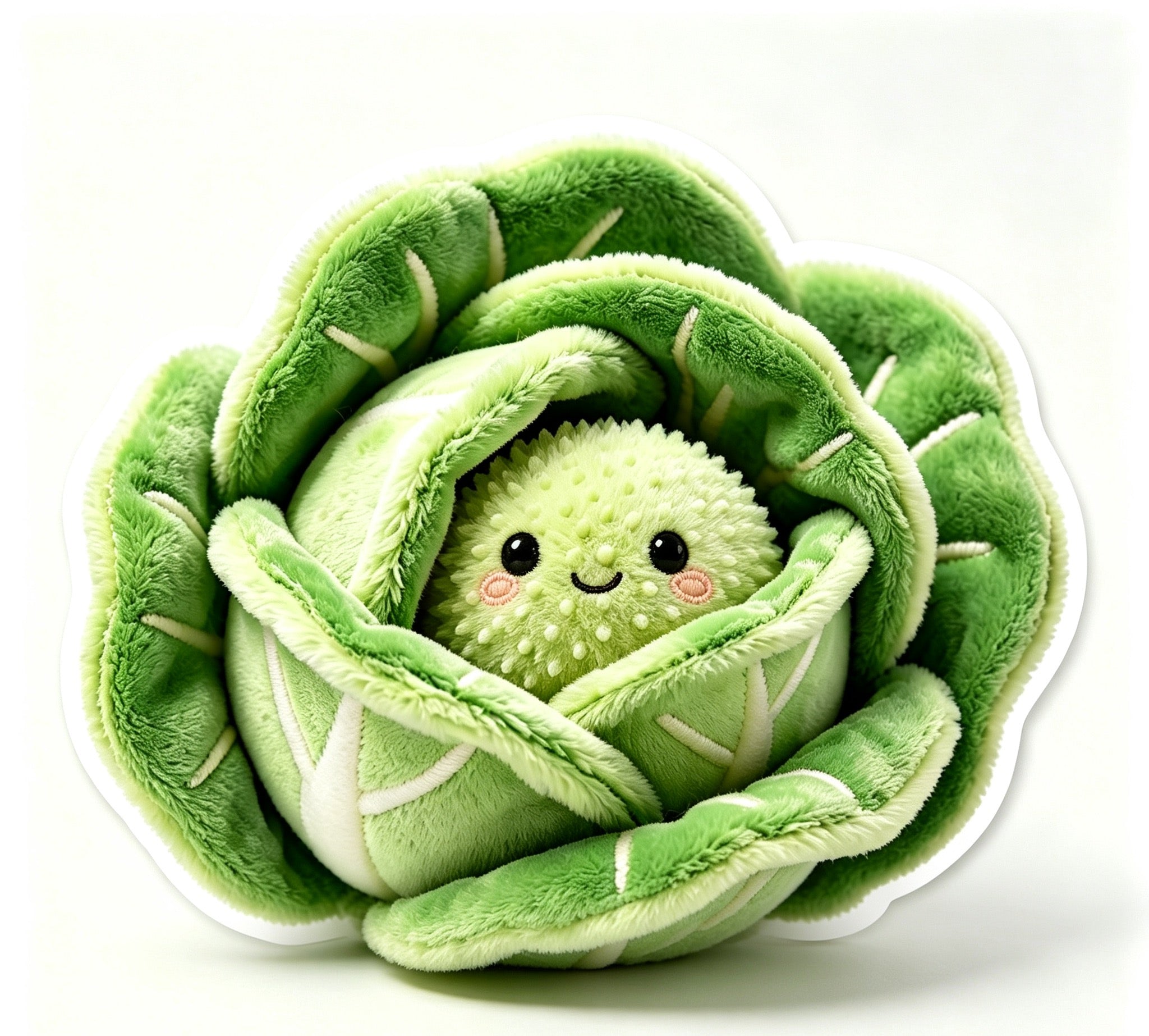 Cabbage 2‑in‑1 Dog Toy | Plush Crinkle Cover with Squeaky Rubber Spike Ball